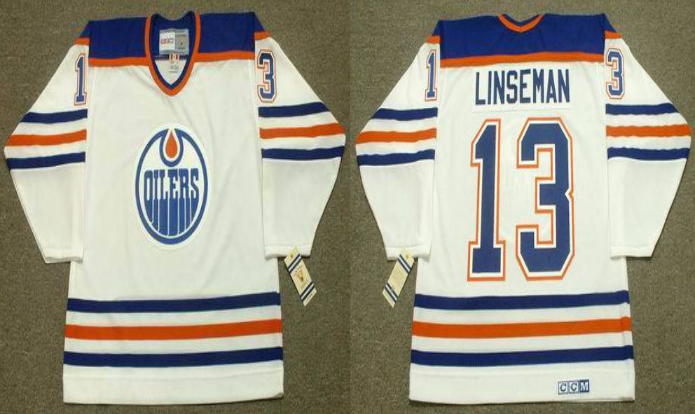 2019 Men Edmonton Oilers #13 Linseman White CCM NHL jerseys->edmonton oilers->NHL Jersey